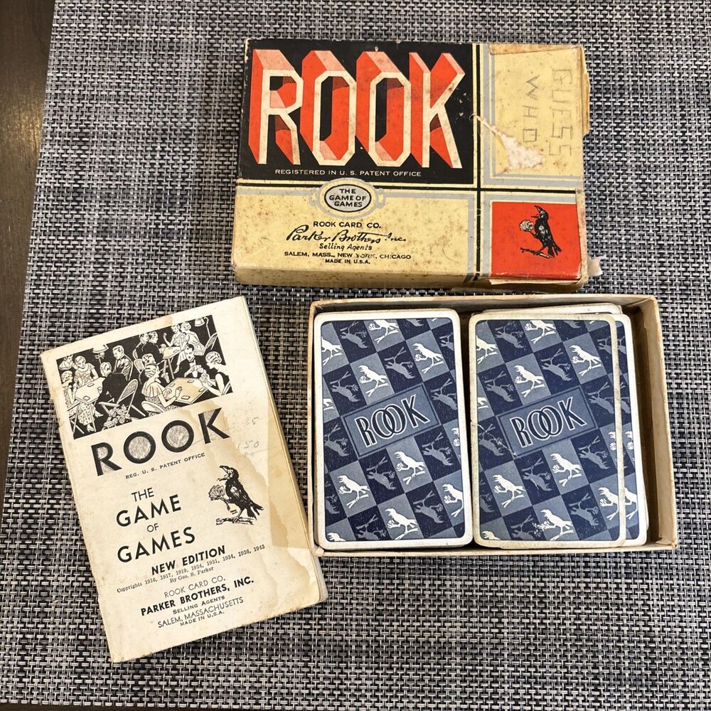 Vintage 1943 ROOK Card Game - Parker Brothers  - Box + Cards + Instruction Book!